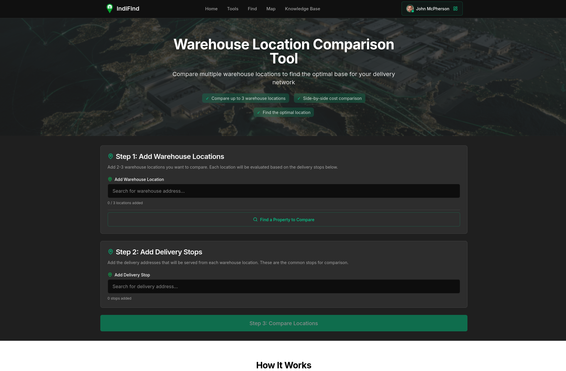 Location Comparison tool screenshot